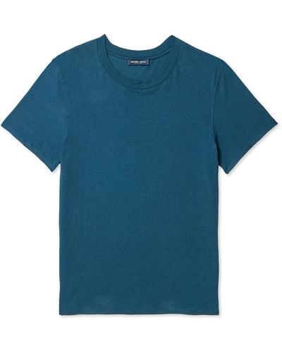 Frescobol Carioca Lucio Cotton And Linen-blend Jersey Shirt - Blue