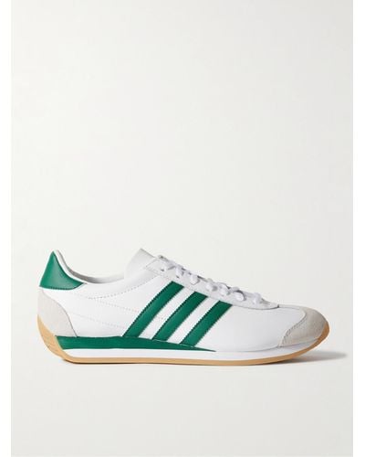 adidas Originals Country Og Suede-trimmed Leather Trainers - Green