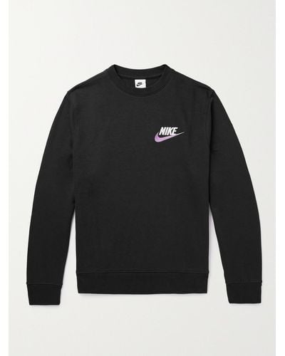 Nike Logo print Cotton blend Jersey Sweatshirt in Black for Men