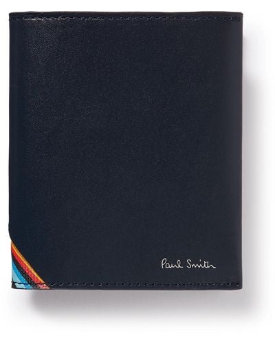 Paul Smith Striped Leather Billfold Wallet - Blue