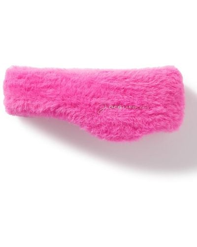 Jacquemus Neve Logo-embroidered Brushed-knit Headband - Pink