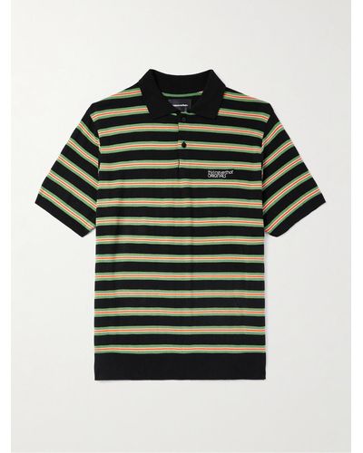 thisisneverthat Logo-embroidered Striped Cotton Polo Shirt - Green