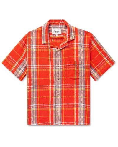Corridor NYC Camp-collar Checked Cotton Shirt - Red