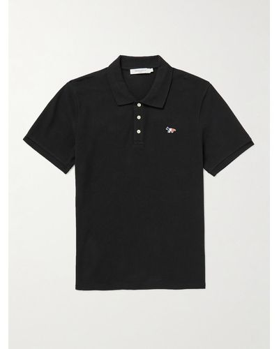 Maison Kitsuné Logo-appliquéd Cotton-piqué Polo Shirt - Black