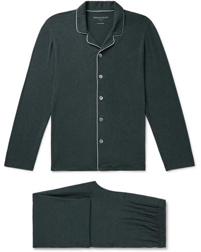 Derek Rose Marlowe 1 Stretch-micro Modal Jersey Pajama Set - Green