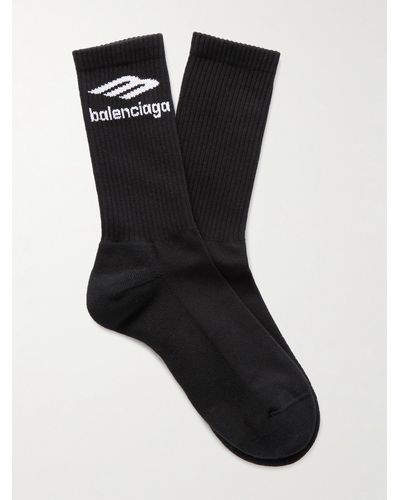 Balenciaga Logo-jacquard Cotton-blend Socks - Black