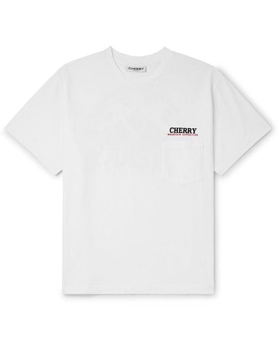 CHERRY LA Mountain Expedition Garment-dyed Logo-print Cotton-jersey T-shirt - White