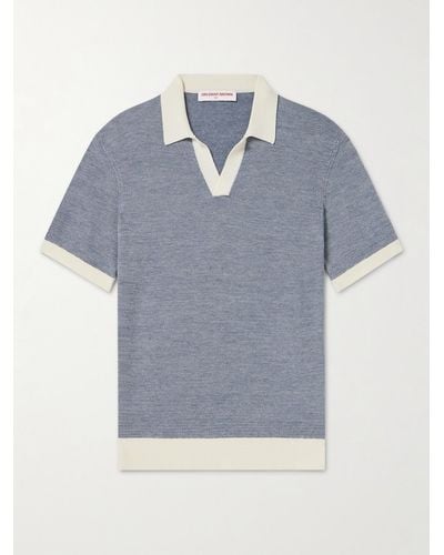 Orlebar Brown Horton Wool And Cotton-blend Polo Shirt - Blue