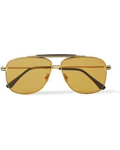 Tom Ford Jaden Aviator-style Gold-tone And Acetate Sunglasses - Metallic