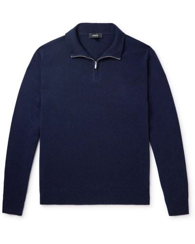 Theory Hilles Cashmere Half-zip Sweater - Blue
