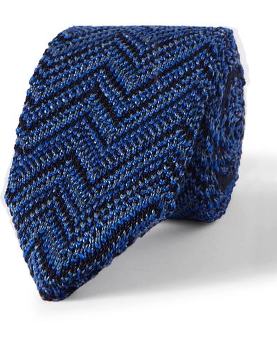 Missoni 8.5cm Crochet-knit Wool And Silk-blend Tie - Blue
