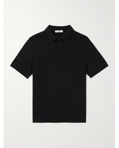 MR P. Organic Cotton-piqué Polo Shirt - Black