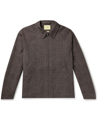 De Bonne Facture Glen Check Raglan Sleeve Wool Golf Jacket - Brown