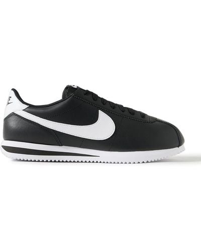 Nike Cortez Mesh-panelled Leather Sneakers - Black