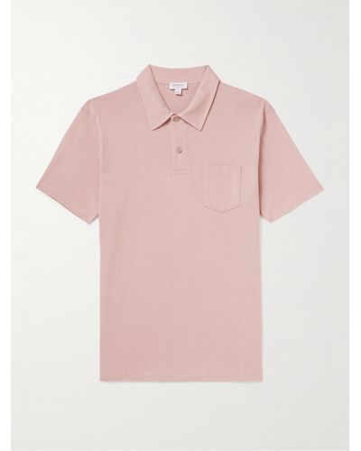 Sunspel Riviera Slim-fit Cotton-mesh Polo Shirt - Pink