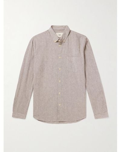 Folk Gestreiftes Hemd aus einer Mischung aus Baumwolle - Grau
