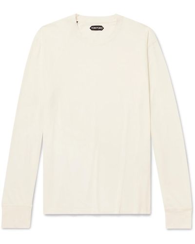 Tom Ford Lyocell And Cotton-blend Jersey T-shirt - Natural
