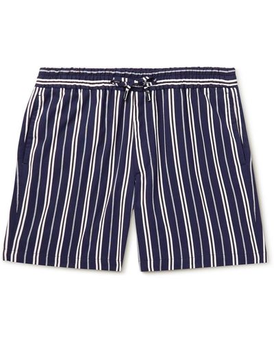 MR P. Straight-leg Striped Twill Drawstring Shorts - Blue