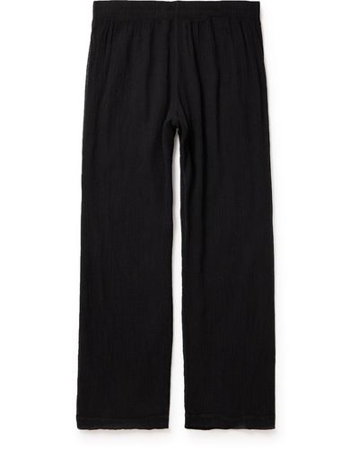 Our Legacy Reduced Straight-leg Crinked Cotton-blend Pants - Black