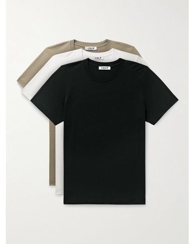 CDLP Confezione da tre T-shirt in jersey di misto lyocell e cotone Pima - Nero
