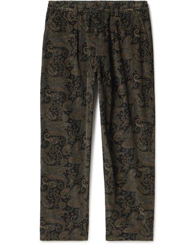 Universal Works Tapered Paisley-print Cotton-corduroy Drawstring Pants - Gray