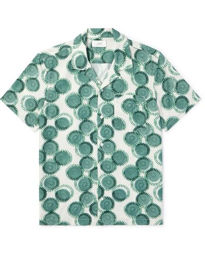MR P. Camp-collar Printed Cotton-poplin Shirt - Green