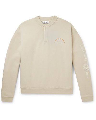 CHERRY LA Stardust Logo-print Cotton-jersey Half-placket Sweatshirt - White
