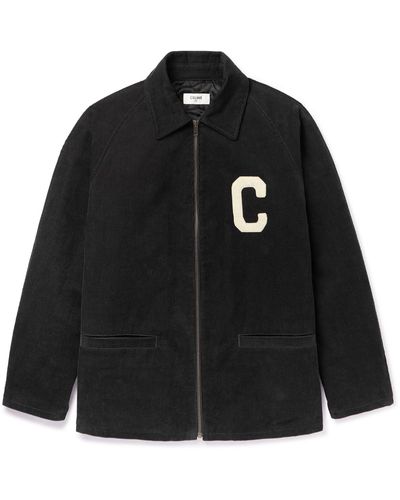CELINE HOMME Teddy Logo-Appliquéd Cotton-Jersey Bomber Jacket for Men