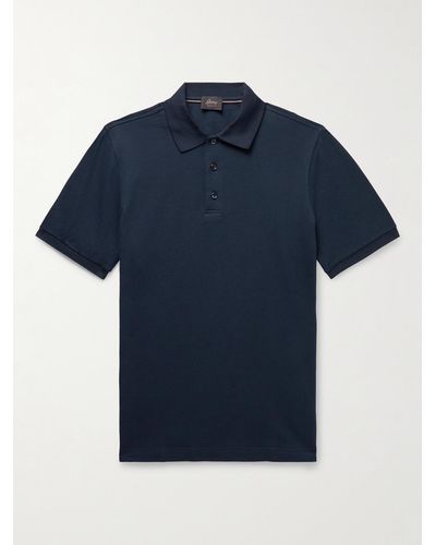 Brioni Cotton-piqué Polo Shirt - Blue