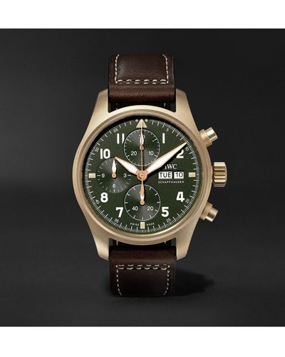 IWC Schaffhausen Pilot's Spitfire Automatic Chronograph 41mm Bronze And Leather Watch - Black