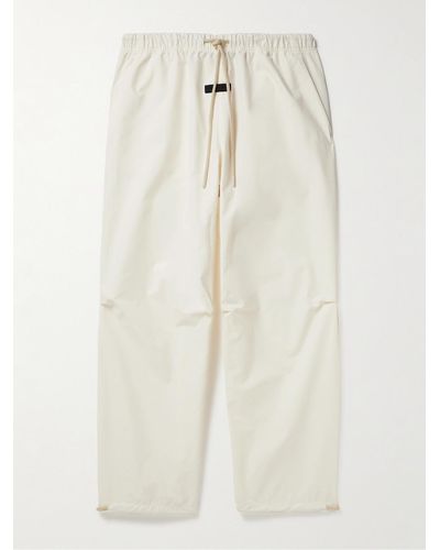 Fear Of God Straight-leg Logo-appliquéd Cotton-blend Drawstring Trousers - Natural