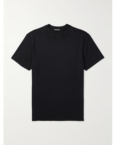 Tom Ford Schmal geschnittenes T-Shirt aus einer Lyocell-Baumwollmischung - Schwarz