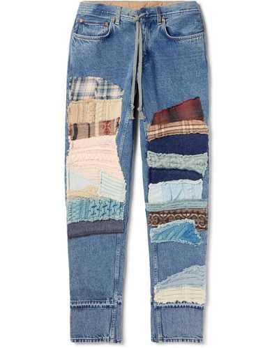 Greg Lauren Straight-leg Patchwork Jeans - Blue