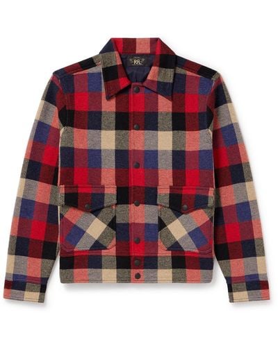 RRL Checked Wool Overshirt - Red