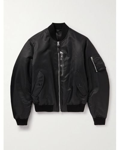 Tom Ford Leather-trimmed Shell Bomber Jacket - Black