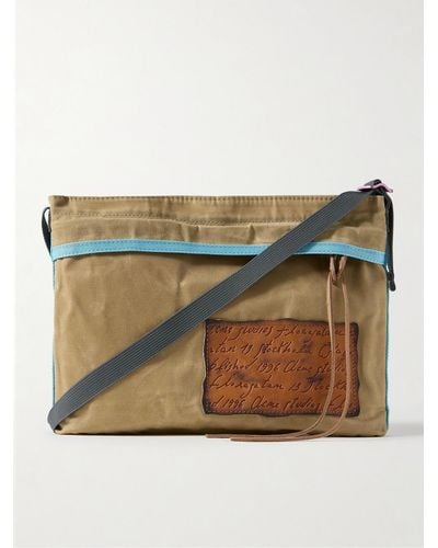 Acne Studios Andemer Leather-trimmed Appliquéd Coated-canvas Messenger Bag - Natural