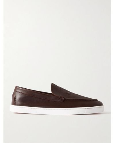 Christian Louboutin Varsiboat Logo-embossed Leather Loafers - Brown