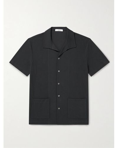 MR P. Jersey-panelled Organic Cotton-piqué Shirt - Black