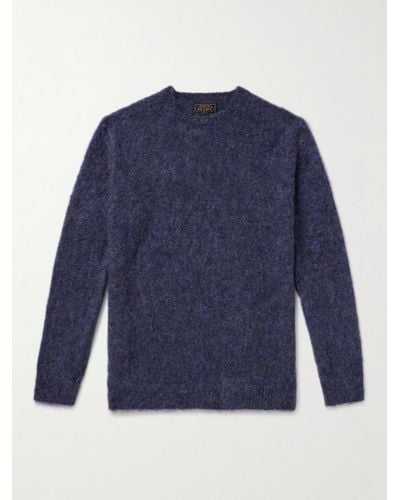 Beams Plus Pullover aus einer Mohairmischung - Blau