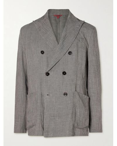 Barena Double-breasted Unstructured Woven Suit Jacket - Grey