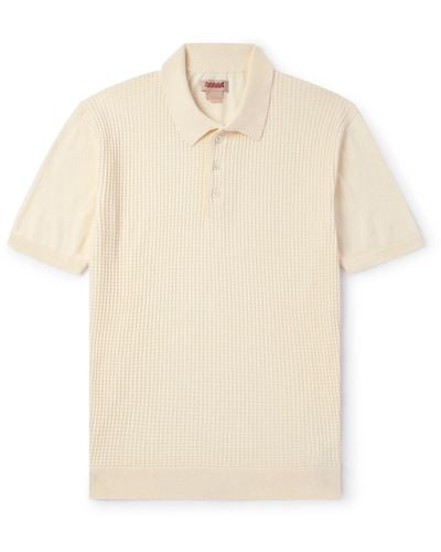 Baracuta Ribbed Cotton Polo Shirt - Natural