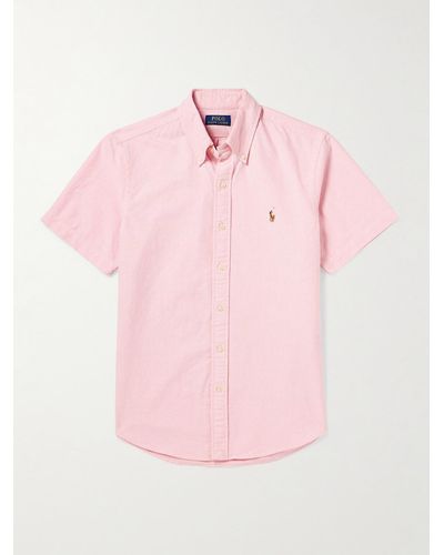 Polo Ralph Lauren Slim-fit Button-down Collar Logo-embroidered Cotton Oxford Shirt - Pink