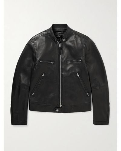 Tom Ford Slim-fit Full-grain Leather Biker Jacket - Black