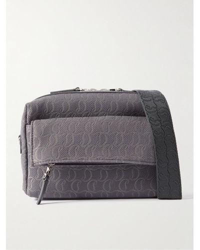 Christian Louboutin Zip N Flap Leather-trimmed Canvas-jacquard Messenger Bag - Grey