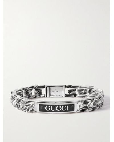 Gucci Schmales Email Armband mit Logo - Mettallic