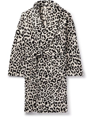 Tom Ford Shawl-collar Leopard-print Cotton-terry Robe - Black