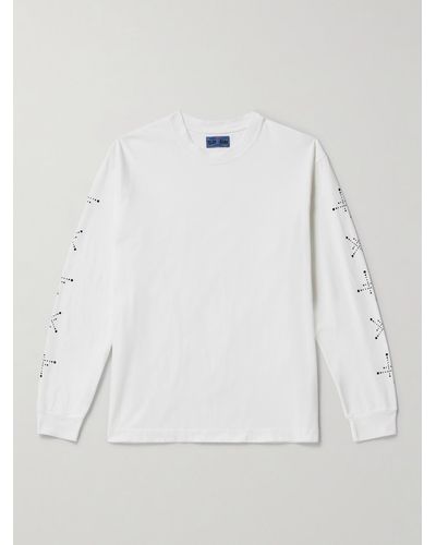 Blue Blue Japan Kobolevi Sleeve-printed Cotton-jersey T-shirt - White