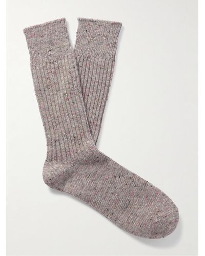 MR P. Mélange Ribbed-knit Socks - Grey