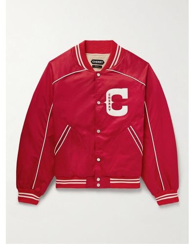 CHERRY LA Film Crew Appliquéd Cotton-twill Varsity Jacket - Red