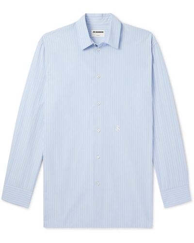Jil Sander Thursday Logo-embroidered Striped Cotton-poplin Shirt - Blue